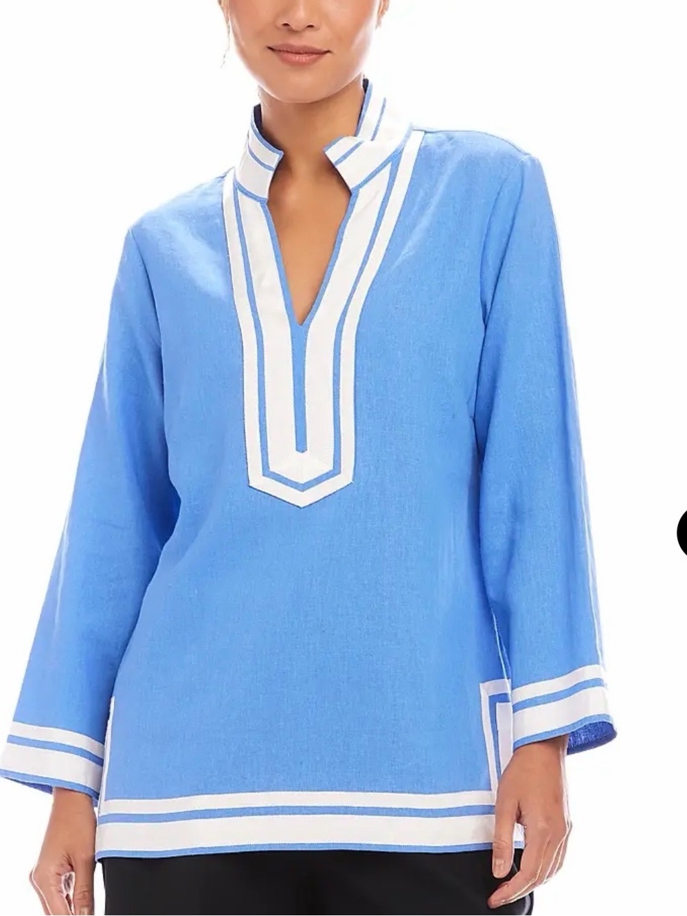 Like new size M Karen Kane cobalt Blue Tunic with White Trim. Preppy. Linen - Picture 2 of 14